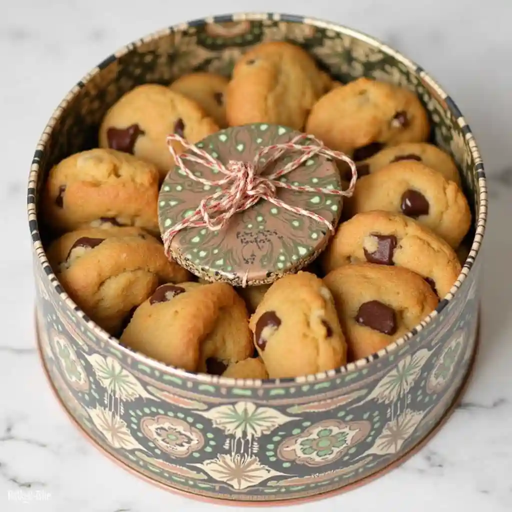 Nestle chocolate chip cookies packaged in a decorative tin, ideal for gift-giving.