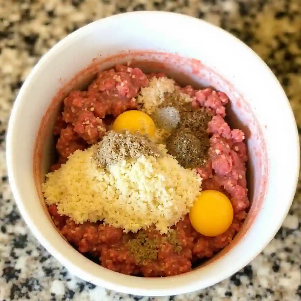 Prepared meatloaf mixture ready for cooking